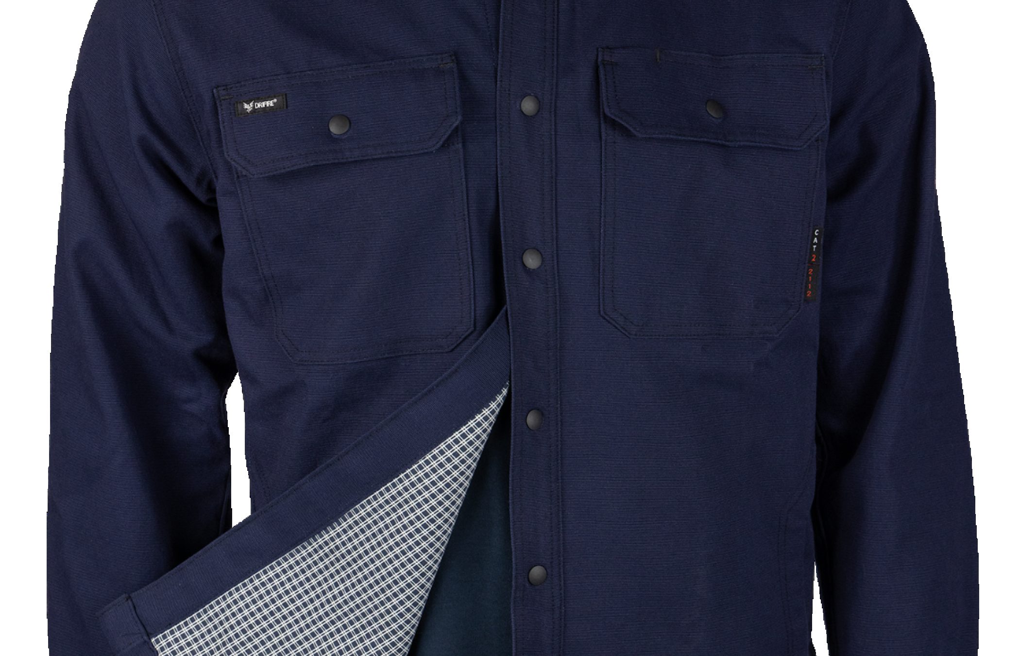 DRIFIRE® FR/AR Range Flex™ Shirt Jacket Navy w/ Plaid Cotton/Nylon Liner