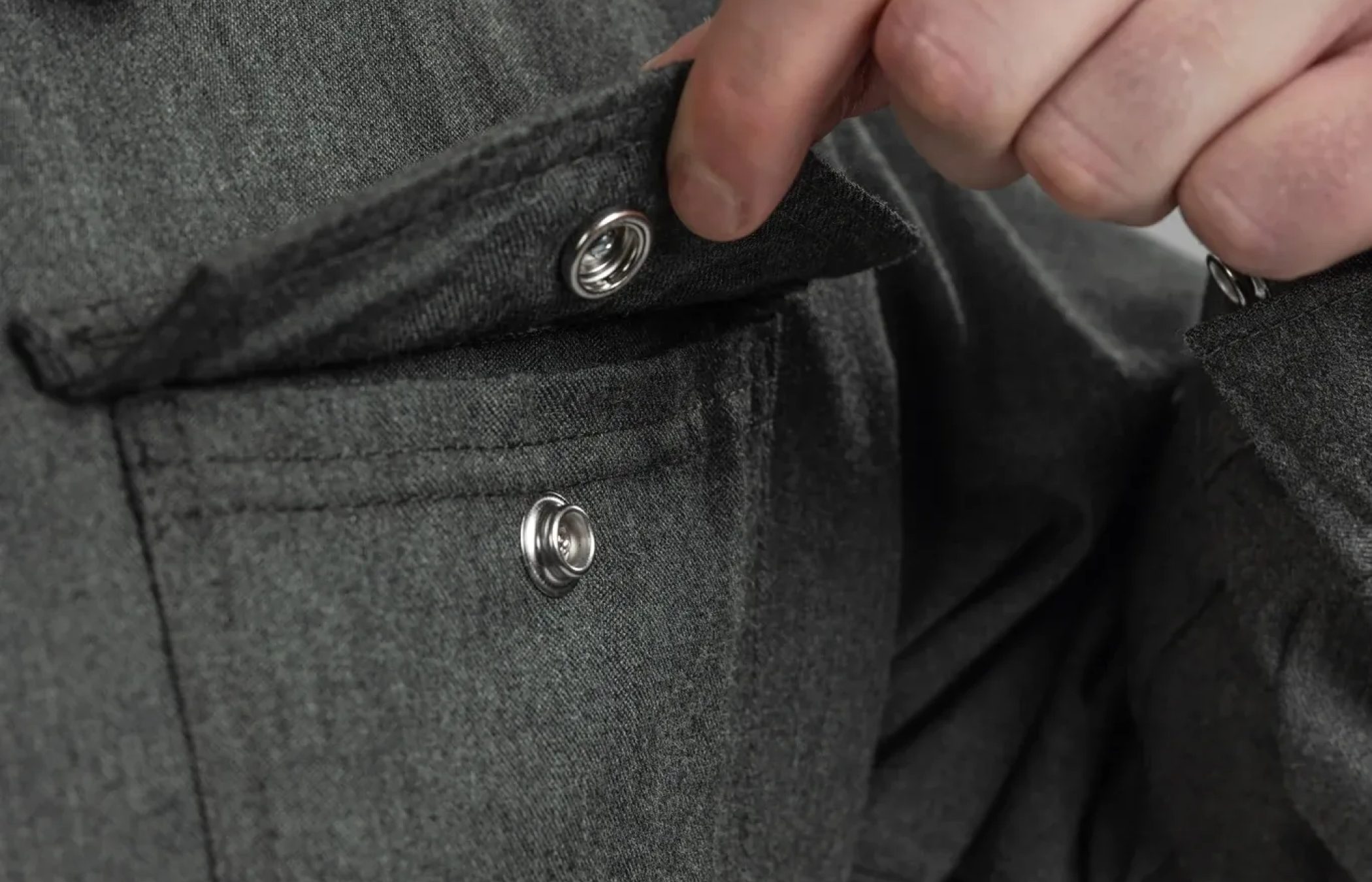 Two Chest Pockets with Flaps and Snap Closure